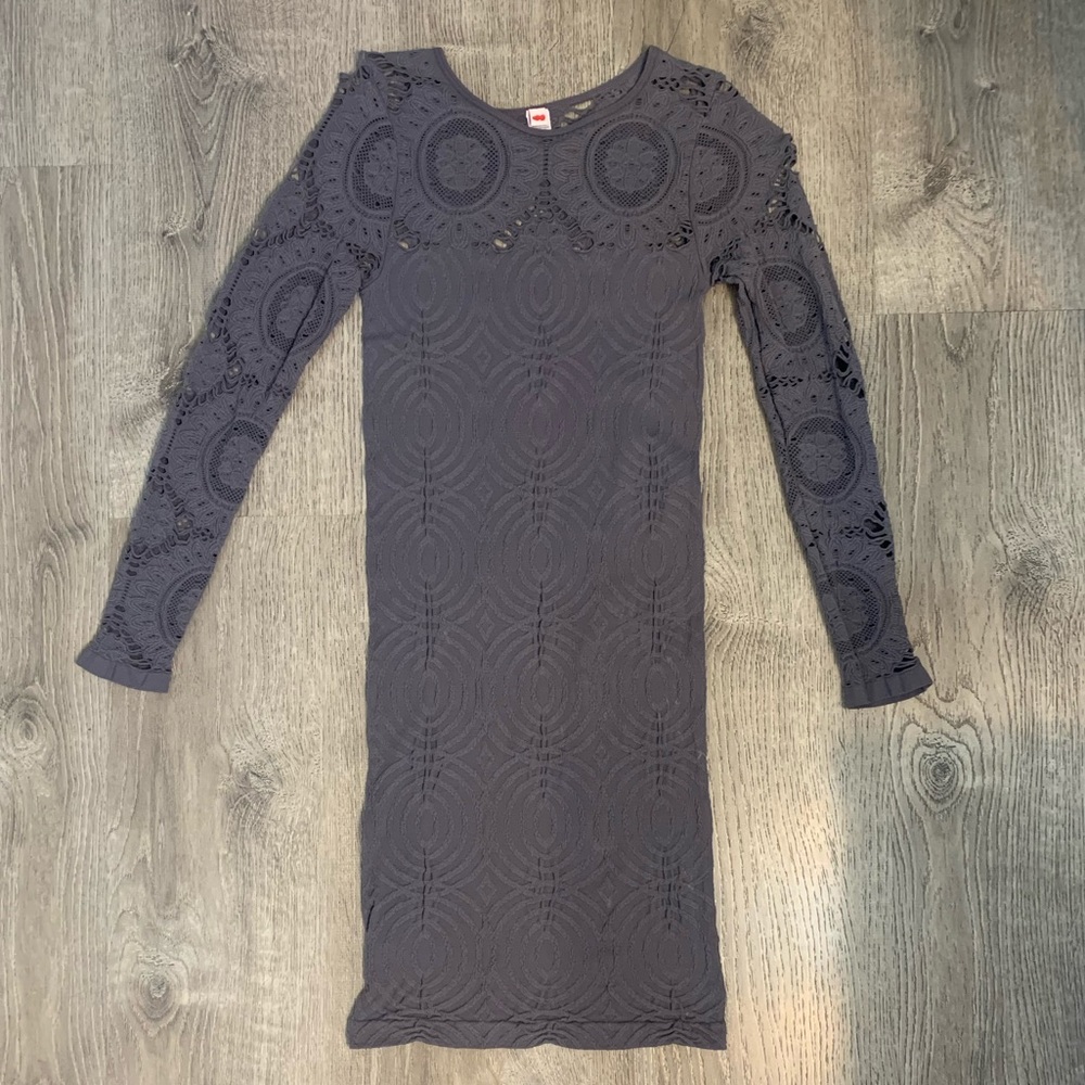 Grey Long Sleeve Bodycon Dress